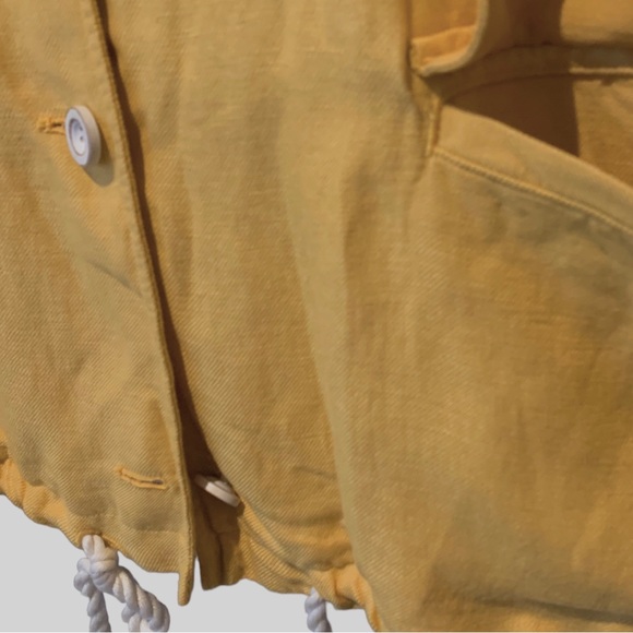 J. JILL YELLOW LINEN BLEND DRAWSTRING JACKET BUTTON FRONT WITH POCKETS - Picture 14 of 15